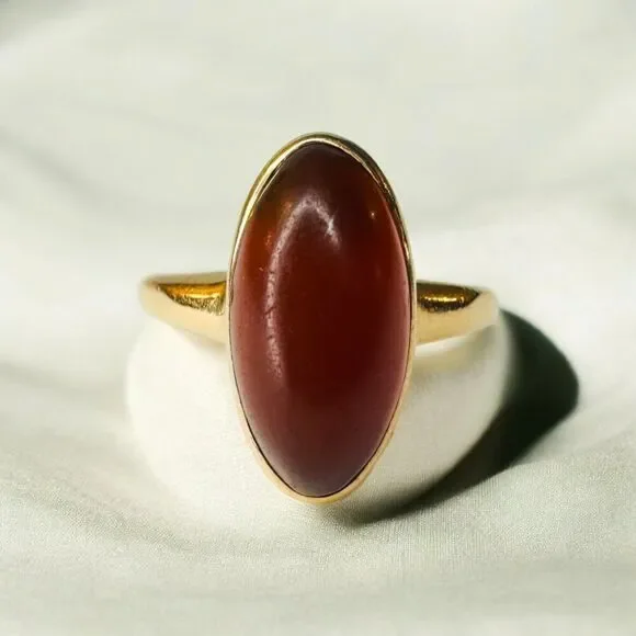 Antique 10k Gold Cabochon Carnelian Ring Size 4.5 Georgian Vintage Ring 2.8g - Picture 8 of 16